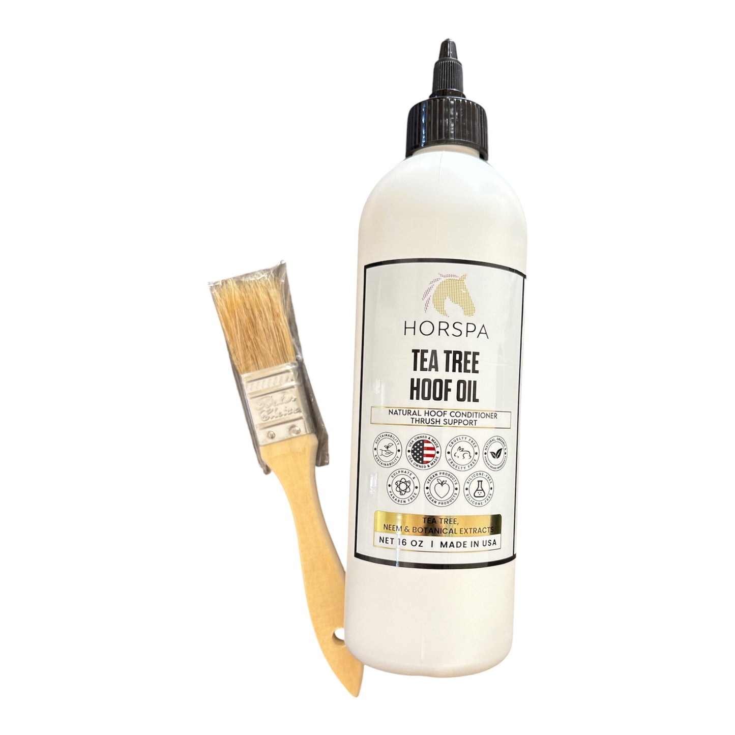 Tea Tree Hoof Oil Drip Bottle with Brush 16 oz