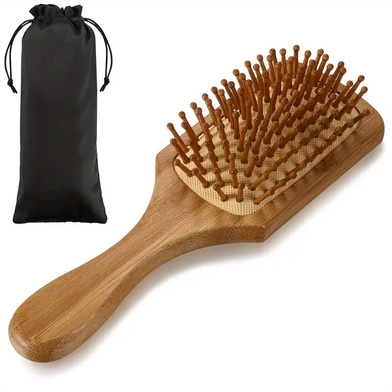 Pro Anti-static Bamboo Massage Maine and Tail Horse Hair Brush Comb