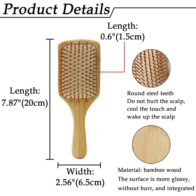 Pro Anti-static Bamboo Massage Maine and Tail Horse Hair Brush Comb