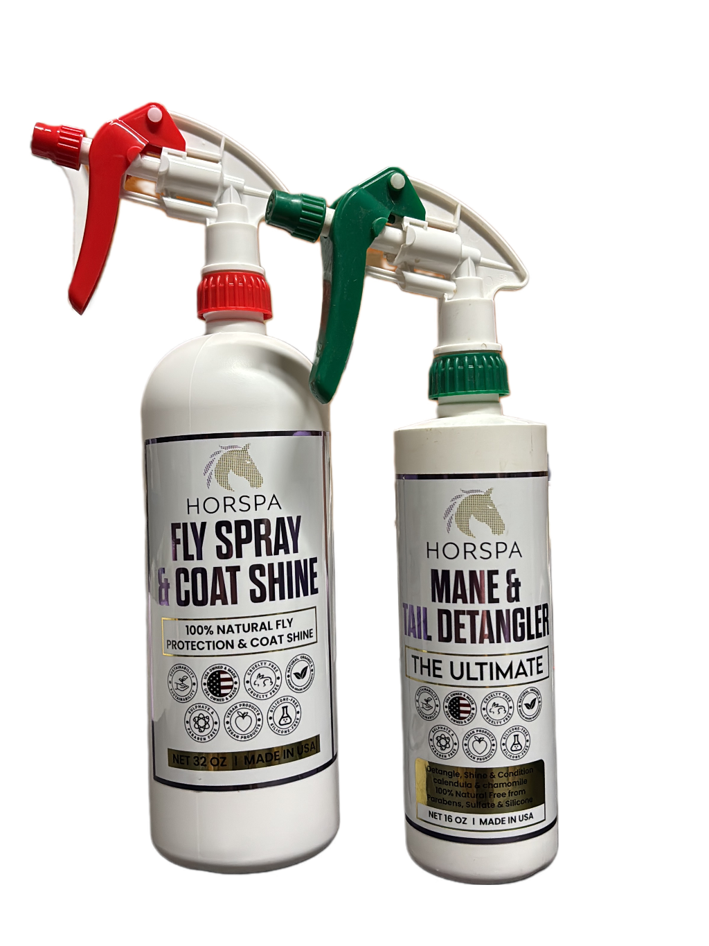 Bundle Mane & Tail Detangling Spray Peach & Honey - The Ultimate 16 oz Plus Fly Spray & Coat Shine 32 oz