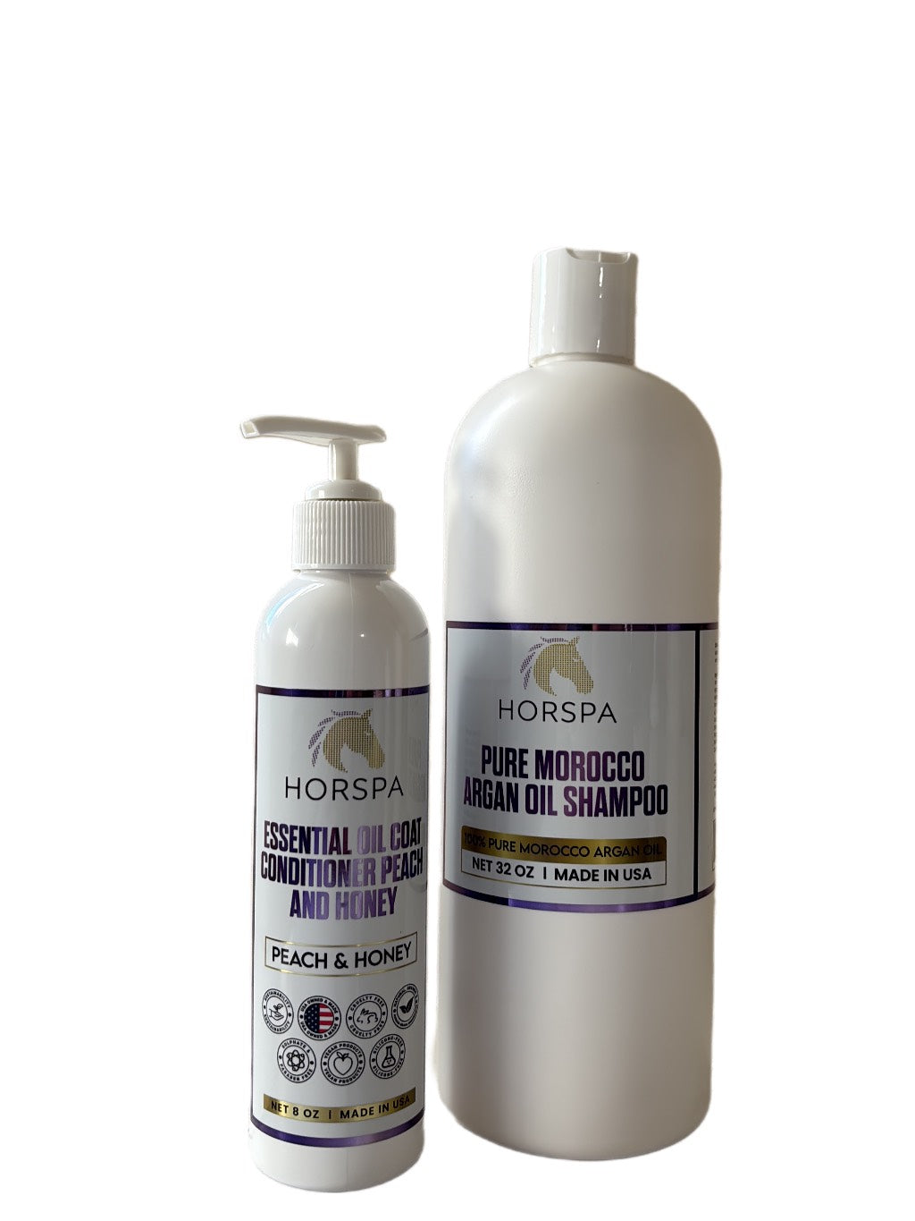 Combo Pure Morocco Argan Oil Shampoo 32oz plus Essential Oil Coat Conditioner Peach and Honey 8oz with Sponge applicator